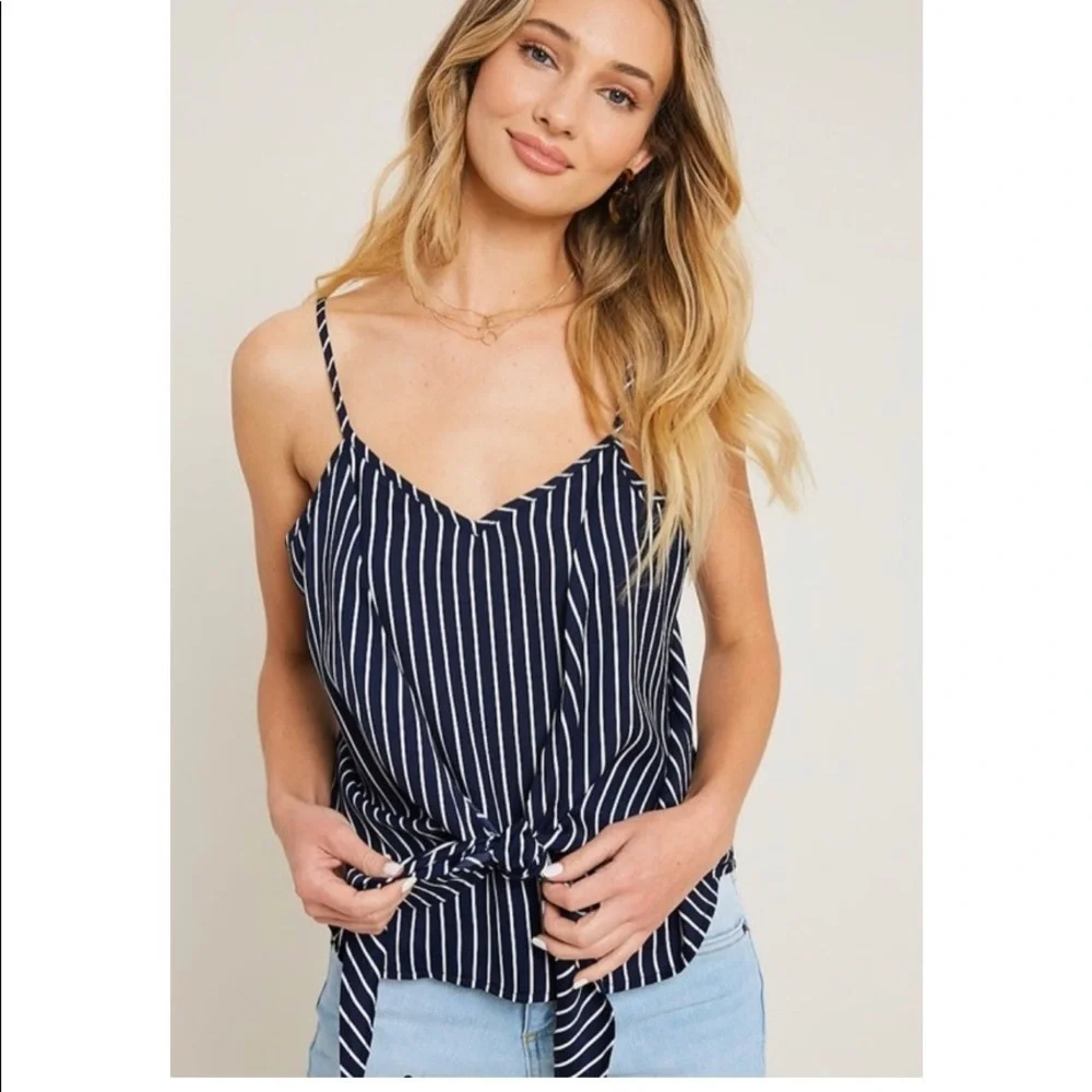 NEW! Navy Blue Striped Cami💙 - Picture 3 of 7